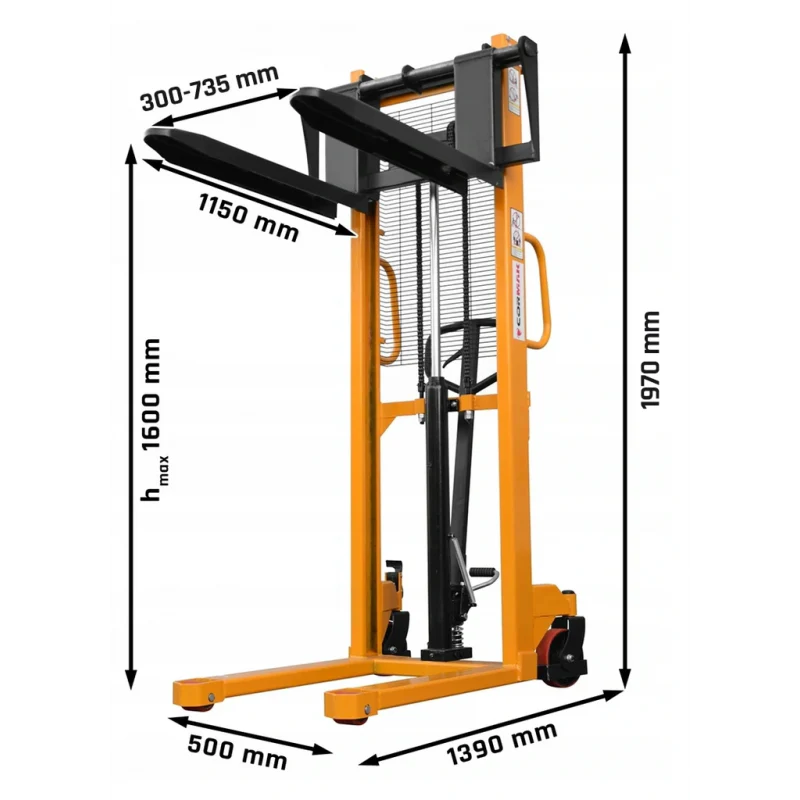 Cormak 1500KG WRHS1516 Mast Pallet Stacker with Adjustable Forks Moves 1600mm - Aries Machine Services
