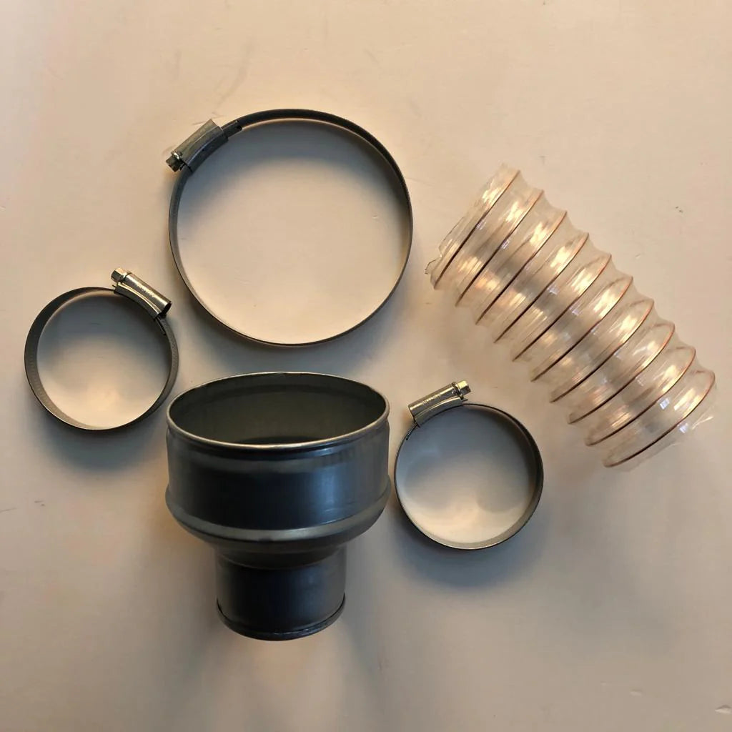 Ducting Steel Reducer Complete Kit with Hose 100-63 mm. Increases Crown Airflow - Aries Machine Services